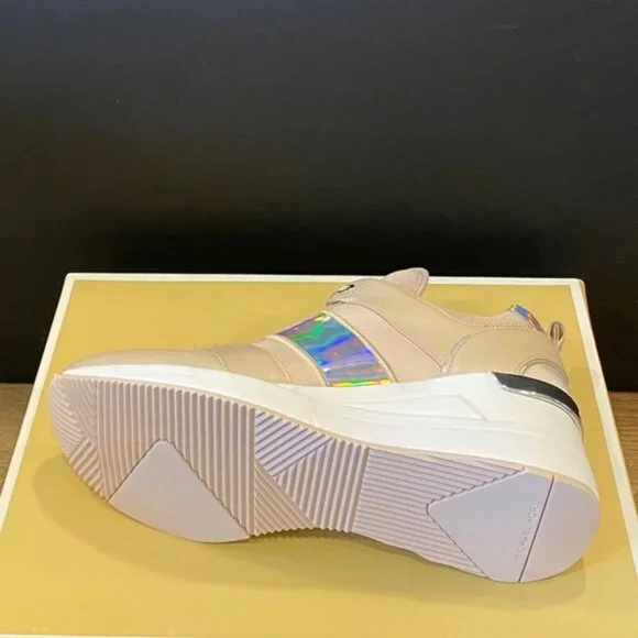 Michael Kors Georgie Soft Pink Trainer Wedges Sneakers Shoes Flat Multi Size NEW - Picture 5 of 6